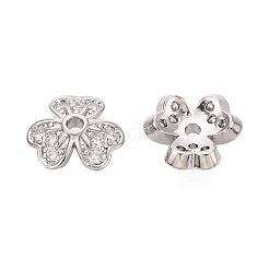 Brass Micro Pave Clear Cubic Zirconia Bead Caps&nbsp;KK-Q071-11P-02