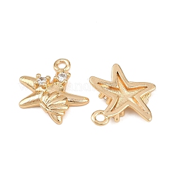 Brass Micro Pave Cubic Zirconia Pendants&nbsp;KK-K407-46E-G