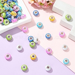 60Pcs 6 Colors Opaque Resin Rondelle European Beads&nbsp;RESI-YW0006-43
