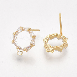 Brass Cubic Zirconia Stud Earring Findings&nbsp;X-KK-S350-343