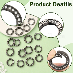 16Pcs 2 Styles Alloy Rhinestone Spring Gate Rings&nbsp;FIND-SP0004-52A