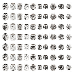 100Pcs 10 Styles Tibetan Style Alloy European Beads&nbsp;FIND-PJ0001-36