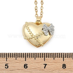 Brass Crossed Bowknot Heart Pendant Necklaces&nbsp;LS-NJEW-K280-06G-02