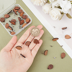 15 Pair Walnut Wood Stud Earring Findings&nbsp;STAS-UN0055-14A