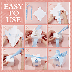 Square Paper Wedding Candy Storage Boxes with Ribbon&nbsp;LS-AJEW-WH0609-744D