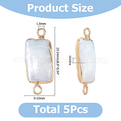 5Pcs Natural Freshwater Pearl Keshi Pearl Rectangle Links Connector Charms&nbsp;FIND-HS0002-63