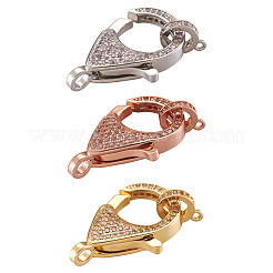 Brass Micro Pave Cubic Zirconia Lobster Claw Clasps&nbsp;ZIRC-TA0001-12