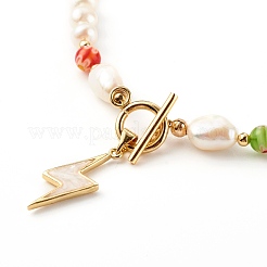 Lightning Brass Enamel Pendants Necklaces&nbsp;NJEW-JN03475-01