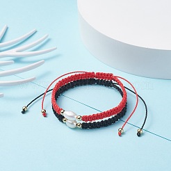 Natural Pearl Braided Bead Bracelets Set&nbsp;BJEW-JB07474