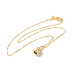 Rack Plating Brass ABS Pearl Pendant Necklaces&nbsp;NJEW-S425-03G
