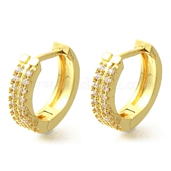 Brass Clear Cubic Zirconia Hoop Earrings&nbsp;LS-EJEW-M047-20G