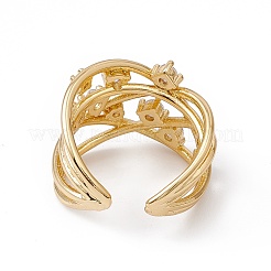 Clear Cubic Zirconia Criss Cross Open Cuff Ring&nbsp;RJEW-B043-18