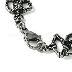 Halloween 304 Stainless Steel Skeleton Link Chain Bracelets for Women Men&nbsp;BJEW-C063-07AS