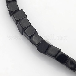 Cube Natural Black Stone Beads Strands&nbsp;X-G-P057-01