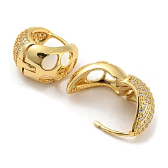 Brass Micro Pave Clear Cubic Zirconia Thick Hoop Earrings&nbsp;EJEW-Q785-07G