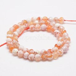 Faceted Natural Fire Crackle Agate Beads Strands&nbsp;X-G-F447-6mm-B03