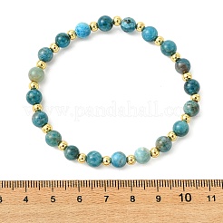 6MM Round Natural Apatite and Brass Beaded Stretch Bracelets for Women&nbsp;BJEW-JB14032
