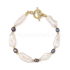 Natural Heishi Pearl Beads Bracelets with 304 Stainless Steel Toggle Clasps for Women&nbsp;BJEW-JB14408