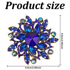 3Pcs 3 Colors Rhinestone Flower Brooch Pin&nbsp;JEWB-FI0001-01