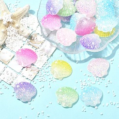 30Pcs 6 Colors Gradient Color Transparent Resin Cabochons&nbsp;RESI-YW0005-97