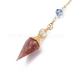 Resin Hexagonal Pointed Dowsing Pendulums(Brass Finding and Gemstone Inside)&nbsp;G-L521-A04