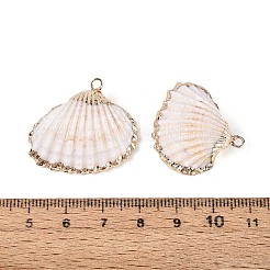 Electroplate Natural Sea Shell Pendants&nbsp;SSHEL-T018-15
