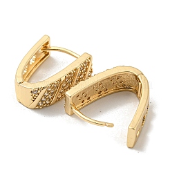 Brass Micro Pave Clear Cubic Zirconia Hoop Earrings&nbsp;EJEW-E295-16KCG