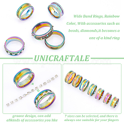 14pcs 7 size Unisex Stainless Steel Grooved Finger Ring Sets&nbsp;RJEW-UN0002-65MC