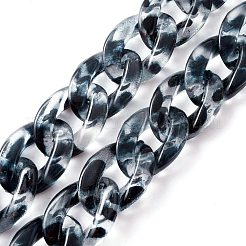 Leopard Pattern Acrylic Curban Chain Bag Handles&nbsp;FIND-WH0050-05A