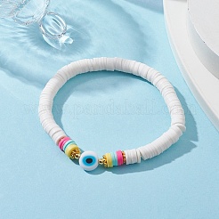 Polymer Clay Heishi Surfer Stretch Bracelet&nbsp;BJEW-JB09641