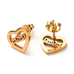 Mother's Day Ion Plating(IP) 304 Stainless Steel Stud Earrings&nbsp;EJEW-C001-07G