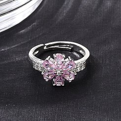 Brass Micro Pave Cubic Zirconia Cuff Open Rings&nbsp;CU-CBA5C10-03P