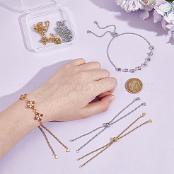 10Pcs 2 Colors 304 Stainless Steel Box Chain Slider Bracelet Makings&nbsp;AJEW-UN00016