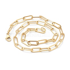 PVD Vacuum Plating 304 Stainless Steel Paperclip Chain Necklaces&nbsp;NJEW-O123-02G