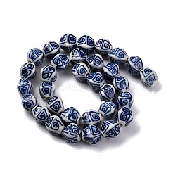Handmade Blue and White Porcelain Beads Strands&nbsp;PORC-I027-07