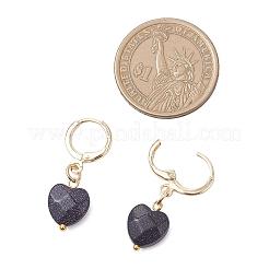 2 Pairs Brass Synthetic Blue Goldstone Earrings&nbsp;EJEW-JE06617