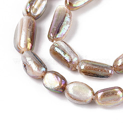 Electroplated Natural Freshwater Shell Beads Strands&nbsp;X-SHEL-T020-33