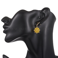 Valentine's Day Flower Natural & Dyed Malaysia Jade Dangle Stud Earrings&nbsp;EJEW-MZ00716-02