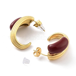 Ion Plating(IP) Oval 304 Stainless Steel Enamel Stud Earrings&nbsp;EJEW-P258-02G