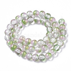 Transparent Spray Painted Crackle Glass Bead Strands&nbsp;GLAA-N035-03C-A01