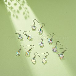 6 Pairs 6 Style Colorful Rhinestone Flower & Cross & Leaf & Teardrop Dangle Earrings&nbsp;EJEW-JE05046