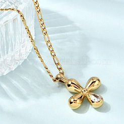 304 Stainless Steel Pave Clear Cubic Zirconia Religion Cross Pendant Necklaces for Women&nbsp;NJEW-K304-01G
