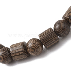 Natural Wenge Wood Beaded Stretch Bracelets for Women Men&nbsp;BJEW-JB13486