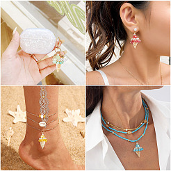 8Pcs 4 Colors Shell & Glass Pendants&nbsp;PALLOY-TA00383