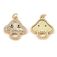 Brass Cubic Zirconia with Shell Pendants&nbsp;KK-K342-29G