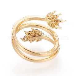 Adjustable Brass Micro Pave Clear Cubic Zirconia Cuff Rings&nbsp;RJEW-M133-01G