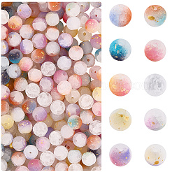 300Pcs 10 Colors Frosted Baking Paint Crackle Glass Beads with Glitter Powder&nbsp;DGLA-LT0001-04