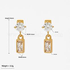 316 Surgical Stainless Steel Pave Clear Cubic Zirconia Dangle Earrings for Women&nbsp;WG6BB83-01