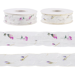 2 Rolls 2 Colors Flower Pattern Polyester Ribbon&nbsp;OCOR-TA0003-36