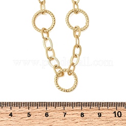 Brass Textured Cable Chain with Rind Link Necklaces&nbsp;NJEW-L013-07G